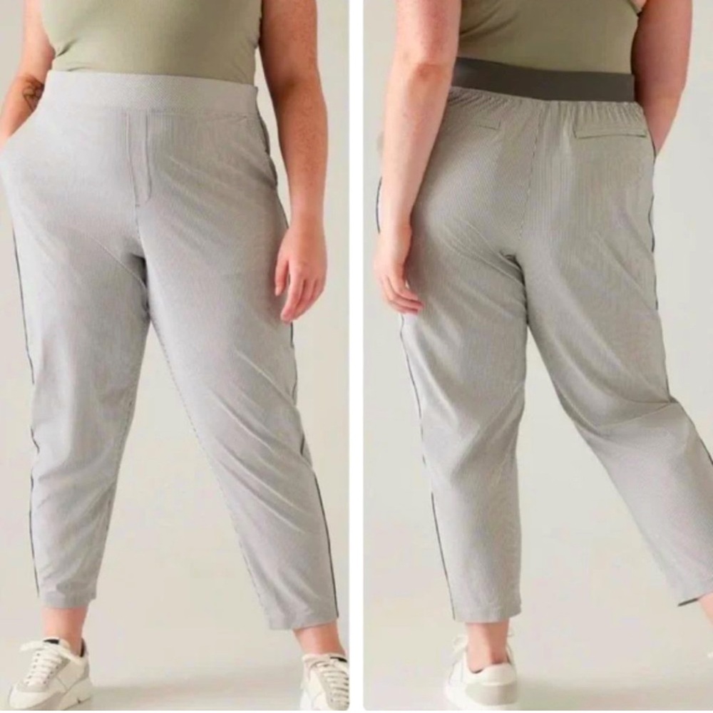 Athleta Brooklyn Textured Ankle Pant City Stripe Black Sea Salt Plus 18 Casual